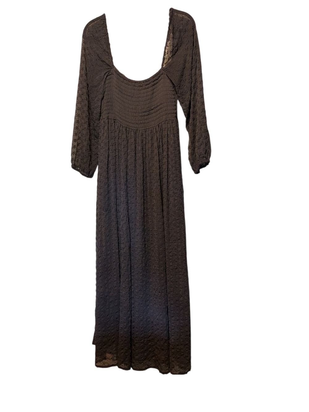 Free People Brown Lace Maxi Dress with Scoop Neck